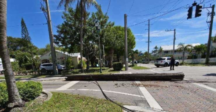 Truck collision with power pole closes Delray Beach intersection