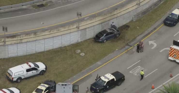 FHP: Driver dies after car catches fire on Bird Road exit ramp