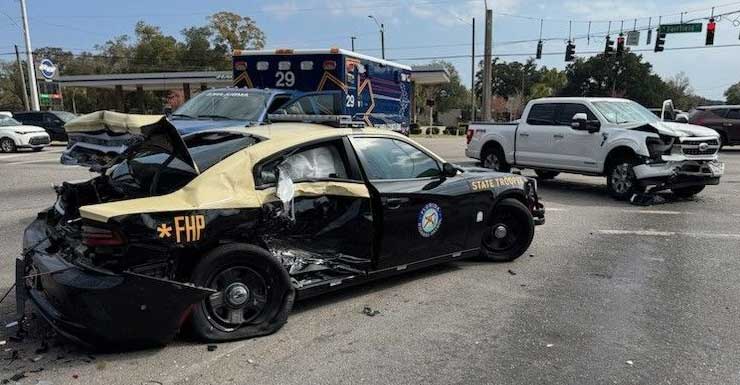 FHP trooper injured in 4-vehicle crash in Pensacola