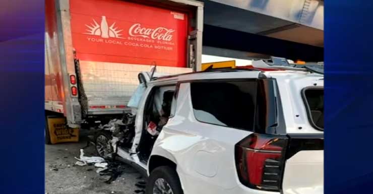 Man hospitalized after vehicle rear-ends tractor-trailer in Fort Lauderdale