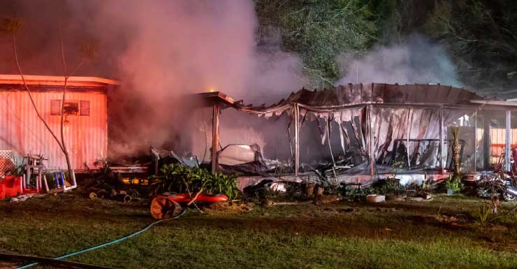 Mobile home burns down in Marion County