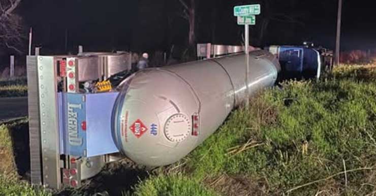 Propane tanker accident blocks road in Jay