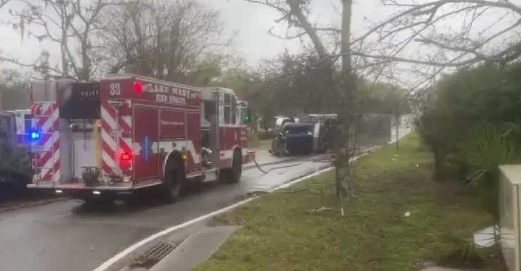 Semi-truck overturns after tornado makes landfall in Seminole County