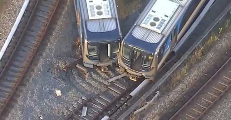 Video shows derailed Metrorail train at railyard near MIA