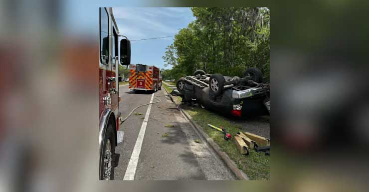 Putnam County man dies after truck crashes into tree, flips over in St. Johns County: Florida Highway Patrol.