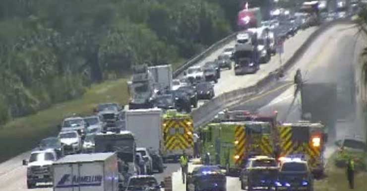 Vehicle fire shuts down Florida's Turnpike southbound in Palm Beach County