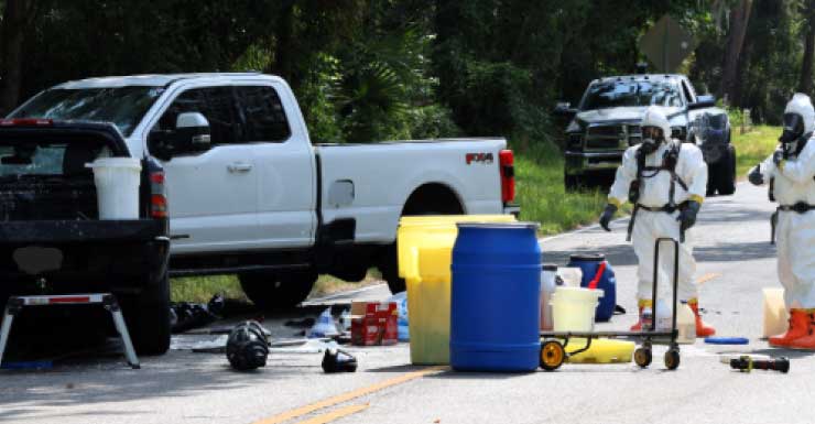 Crash spills pool chemicals across a Lithia road, critically injuring 1 and creating HAZMAT situation