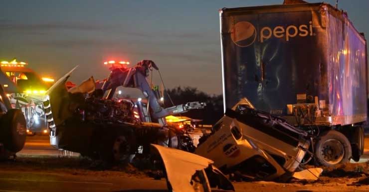 Exclusive: Woman stays with Pepsi semitractor driver in crash, keeps him calm