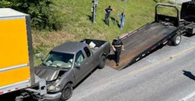 Penske truck rear-ended by pickup truck after crashing into Pensacola's Graffiti Bridge