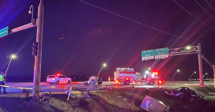 Several people hospitalized following car crash and fire in Sarasota