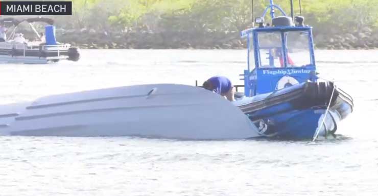 1 person rescued after boat overturns in water off Miami Beach