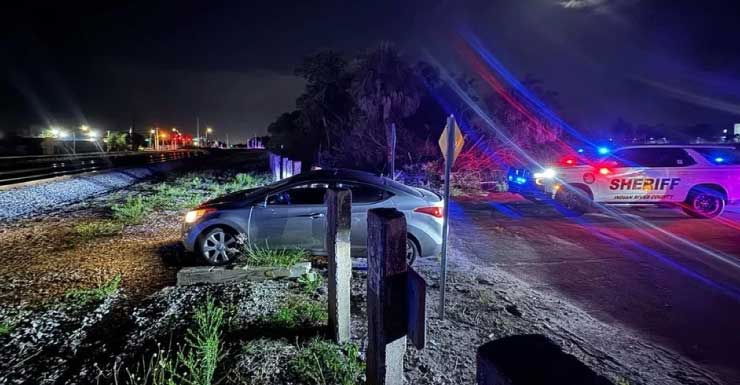 Auto burglars nabbed after car crashes through fence near IRC railroad tracks