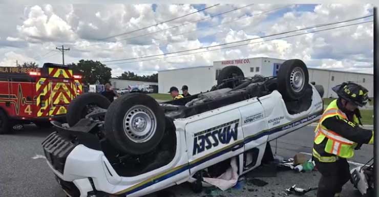 Driver rescued after pickup truck overturns in Ocala crash