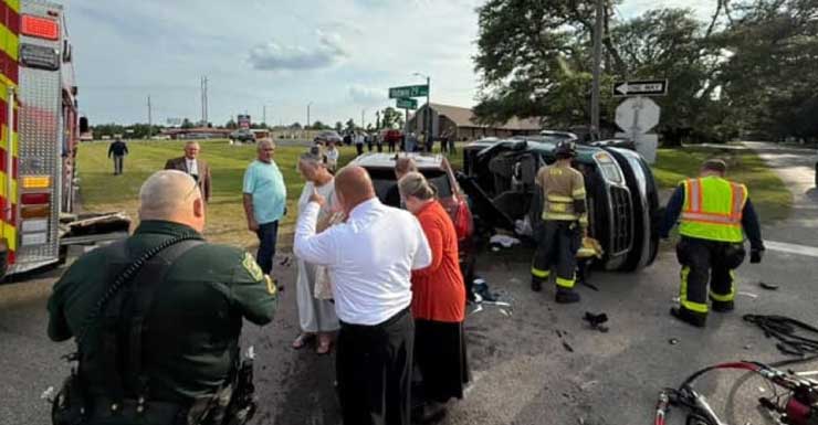 Elderly woman airlifted after Escambia County crash