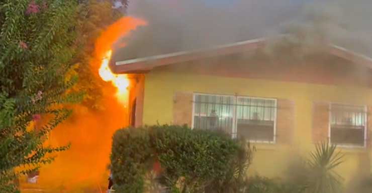 Firefighters respond to a house fire in Orlando