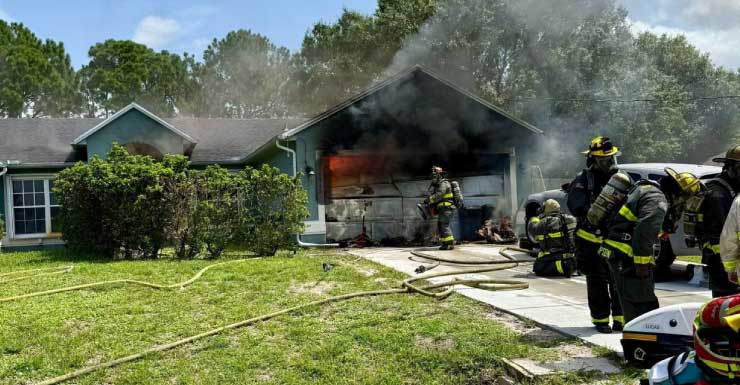 Garage fire in Port St. Lucie displaces 8 people, firefighters revive unresponsive cat