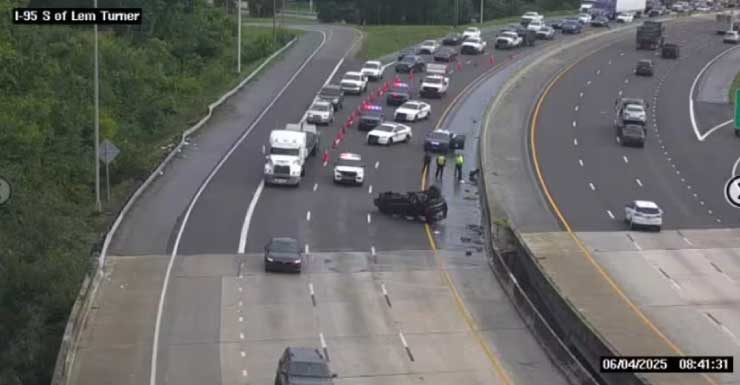 Lanes reopen after crash on I-95 South at Lem Turner Road