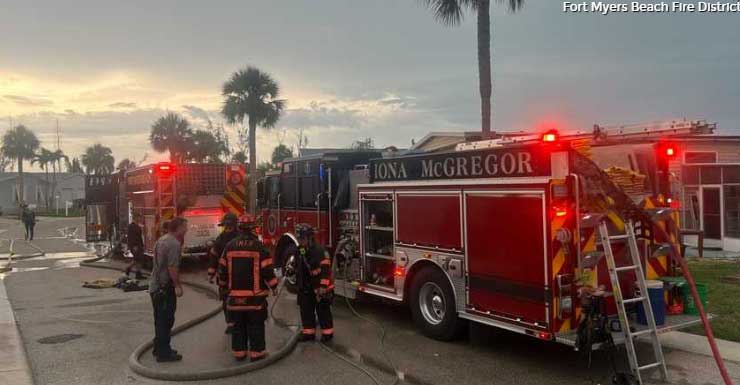 Photos: Man rescued from mobile home fire along Eglantine Lane in Lee County