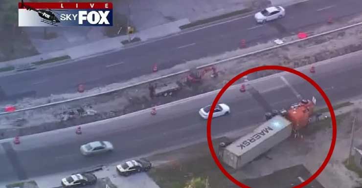 Semi-truck runs off road, overturns in Pine Hills: Troopers