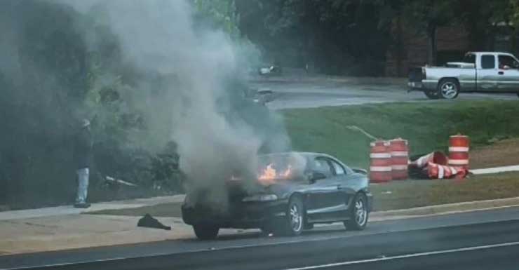 Vehicle spotted on fire in Pensacola near Mobile Highway intersection