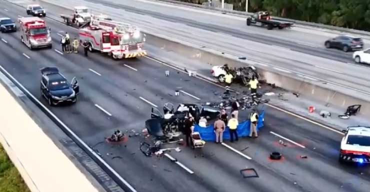 2 dead, 1 hospitalized after wrong way crash leads to car fire, lane closures on State Road 91; NB lanes reopened