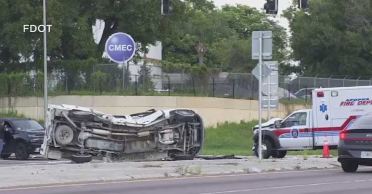 4 injured when ambulance, pickup truck collide at OBT and SR-414 in Orange County