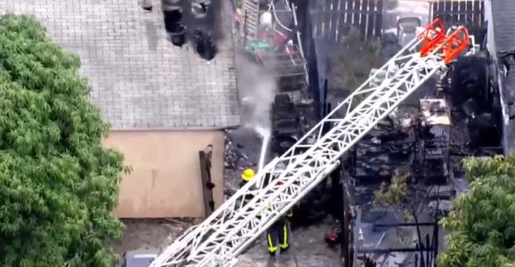 Dog rescued, roof partially collapses after fire tears through 2 Margate homes