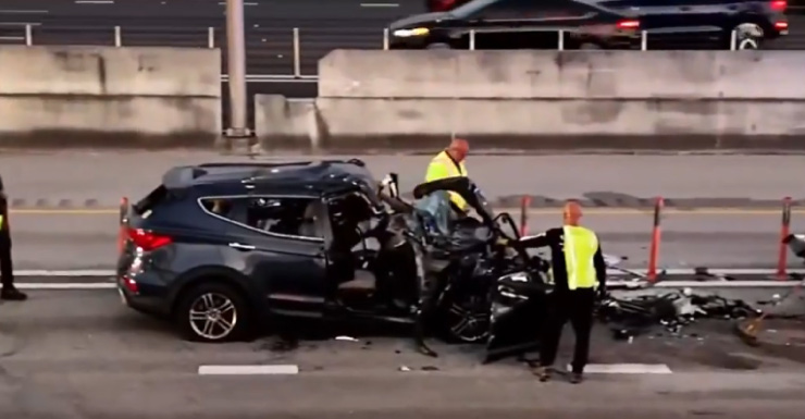 Express lanes closed after car collides with tractor-trailer on Palmetto Expressway; 1 hospitalized