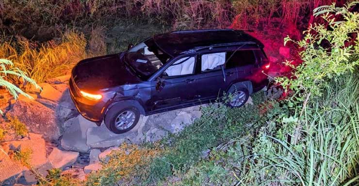 Jeep plunges into 20-foot culvert after deer avoidance in Bratt