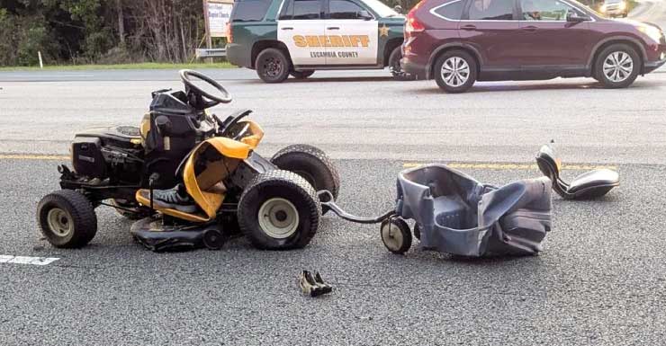 McDavid man killed in Escambia County while riding lawnmower, struck by car