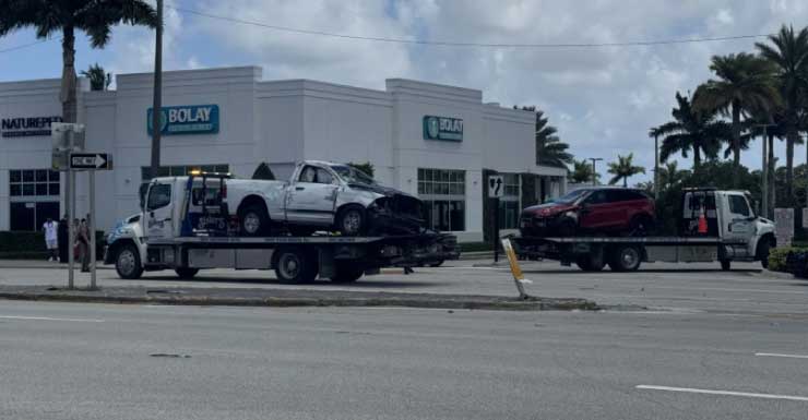 Stolen car chase results in collision, Okeechobee Blvd. briefly closed