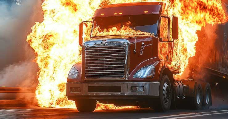 Truck catches on fire after crash on I-75 in Columbia County, no injuries reported