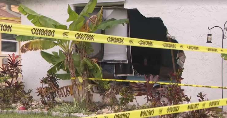 Vehicle crash leaves large hole in North Lauderdale home