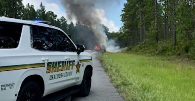 Vehicle fire in Okaloosa County causing traffic delays