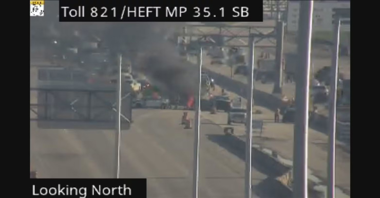 1 hospitalized after car fire leads to shutdown on Turnpike SB in Hialeah Gardens