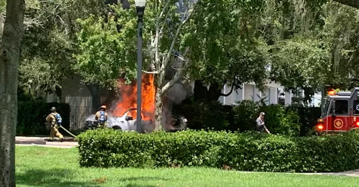 1 injured when pickup truck catches fire in Winter Haven