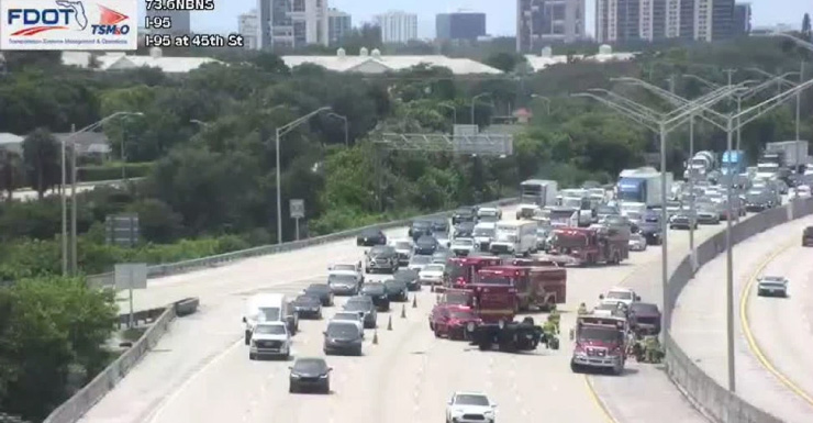 Crash on I-95 North in West Palm Beach causes traffic delay