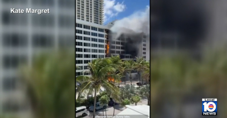 Firefighters battle flames at popular Newport beachside resort in Sunny Isles