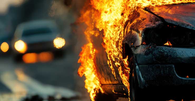 Powell Adams Road closed after car fire