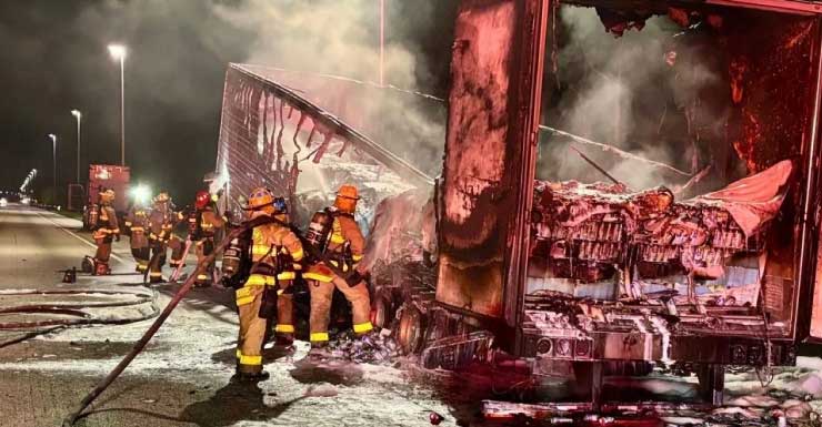 Tractor-trailer fire in Martin County halted I-95 drivers overnight