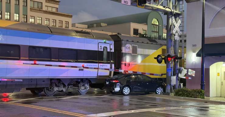 Brightline train collides with car in West Palm Beach