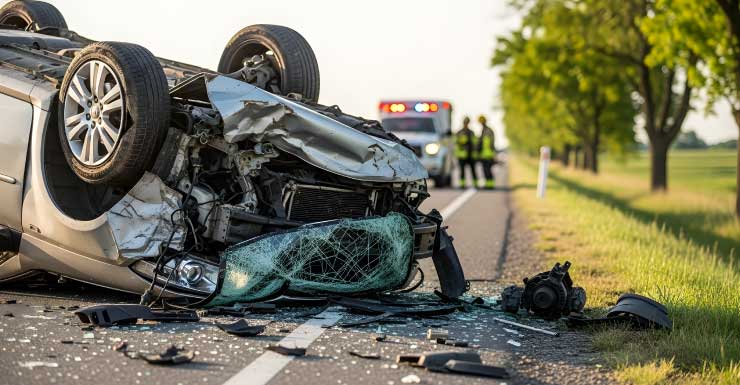 Car flipped over in early morning crash in Lee County