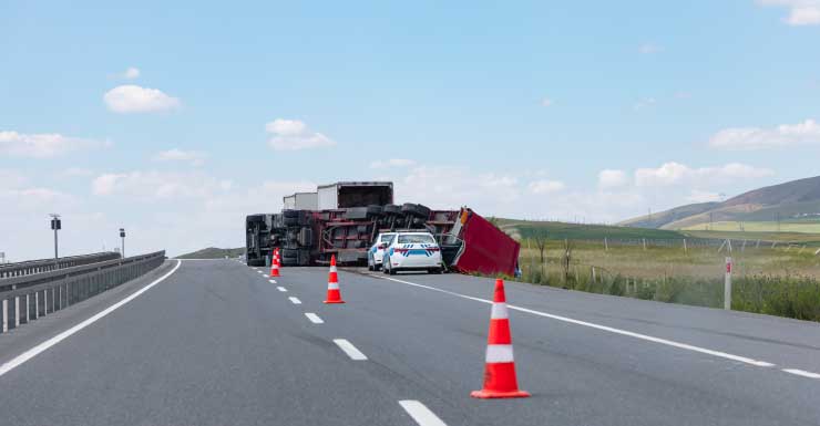 Crash with semi truck blocks southbound lanes on Turnpike near Lantana Road