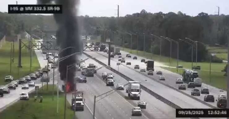 Lanes reopen after semi-truck fire on I-95 North at 9B
