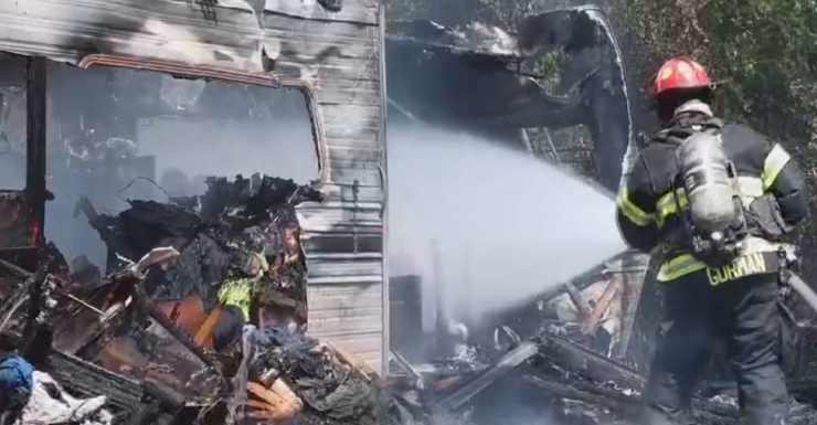 Marion County firefighters battle destructive RV fire