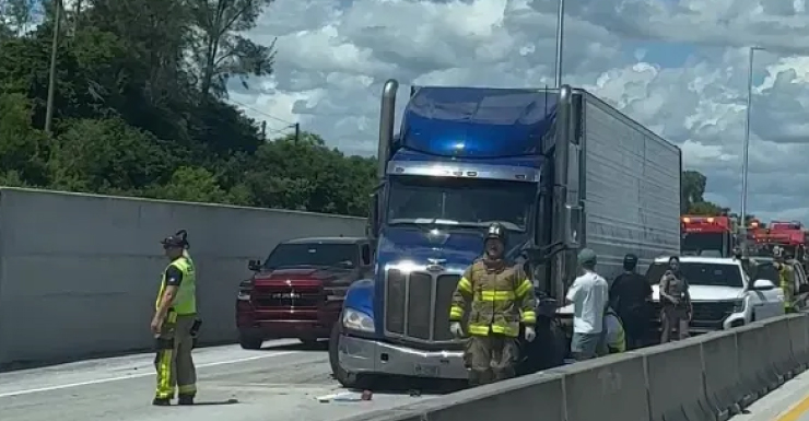 Semi crash on Florida's Turnpike narrows SB traffic to one lane