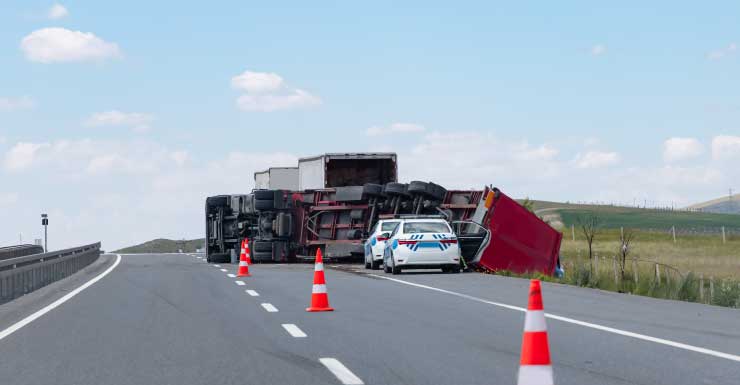 Traffic Alert: Back-ups building after dump truck overturns on I-10 west of I-295
