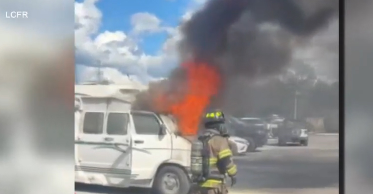Vehicle catches fire outside dealership