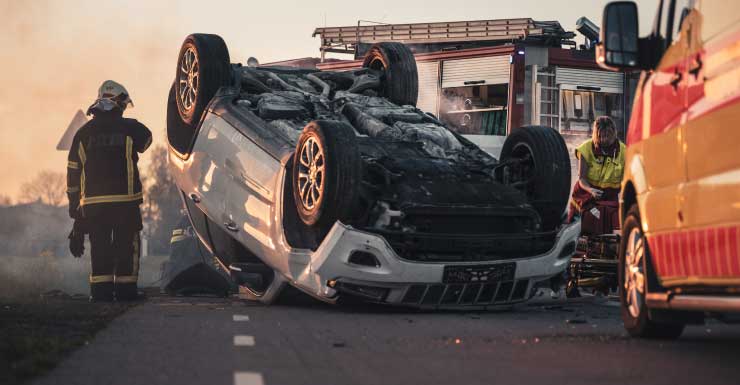 Vehicle flips on I-10 in Live Oak, lanes blocked