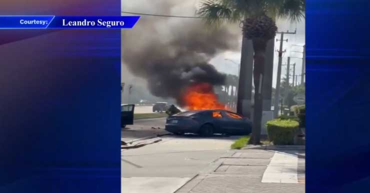 1 dead, 2 hospitalized after multi-vehicle crash leads to car fire in North Miami Beach